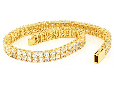 White Lab Created Sapphire 18k Yellow Gold Over Brass Bracelet 14.45ctw