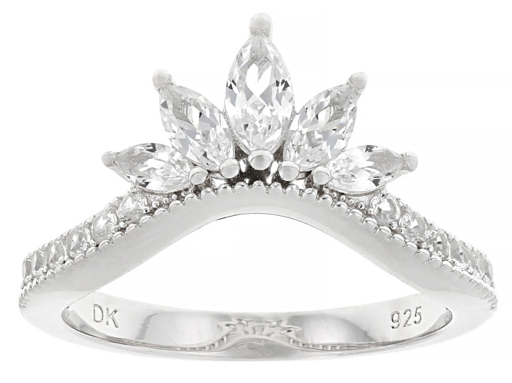 White Lab Created Sapphire Rhodium Over Brass Ring 0.93ctw