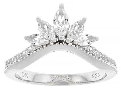 White Lab Created Sapphire Rhodium Over Brass Ring 0.93ctw