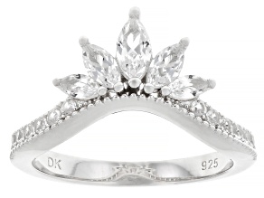 White Lab Created Sapphire Rhodium Over Brass Ring 0.93ctw