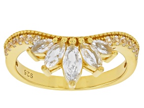 White Lab Created Sapphire 18k Yellow Gold Over Brass Ring 0.93ctw