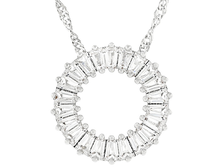 White Lab Created Sapphire Rhodium Over Brass Necklace 1.57ctw