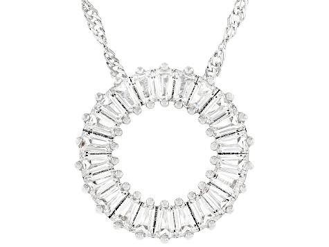 White Lab Created Sapphire Rhodium Over Brass Necklace 1.57ctw