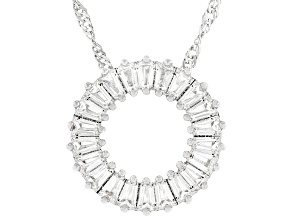 White Lab Created Sapphire Rhodium Over Brass Necklace 1.57ctw