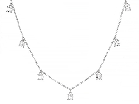 White Lab Created Sapphire Rhodium Over Brass Necklace 3.11ctw