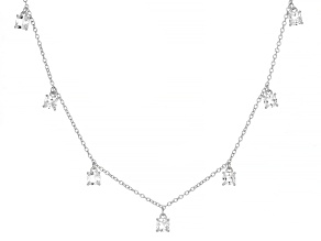 White Lab Created Sapphire Rhodium Over Brass Necklace 3.11ctw