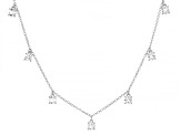 White Lab Created Sapphire Rhodium Over Brass Necklace 3.11ctw