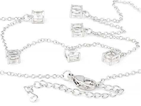 White Lab Created Sapphire Rhodium Over Brass Necklace 3.11ctw
