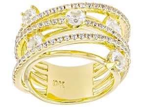 White Lab Created Sapphire 18k Yellow Gold Over Brass Ring 2.11ctw