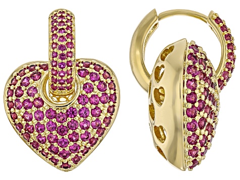 Lab Created Ruby 18k Yellow Gold Plated Earrings 2.30ctw - BRS040
