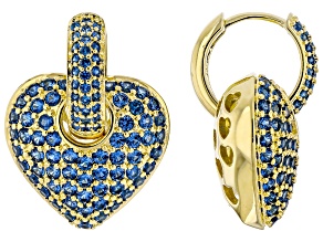 Blue Lab Created Spinel 18k Yellow Gold Over Brass Earrings 2.30ctw