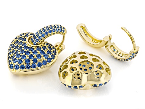Blue Lab Created Spinel 18k Yellow Gold Over Brass Earrings 2.30ctw
