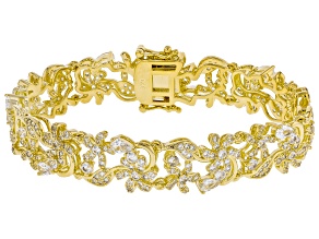 White Lab Created Sapphire 18k Yellow Gold Over Brass Bracelet 5.35ctw