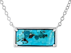 Blue Composite Turquoise Rhodium Over Brass Necklace