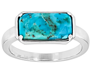 Blue Composite Turquoise Rhodium Over Brass Ring