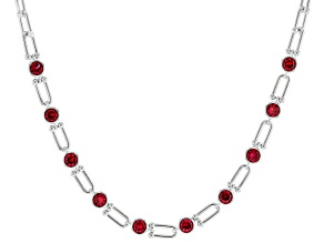 Lab Created Ruby Rhodium Over Brass Necklace 8.59ctw