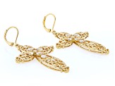 White Lab Created Sapphire 18k Yellow Gold Over Brass Earrings 1.53Ctw