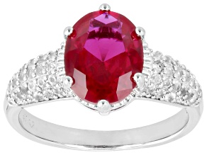 Lab Created Ruby Rhodium Over Brass Ring 3.07ctw