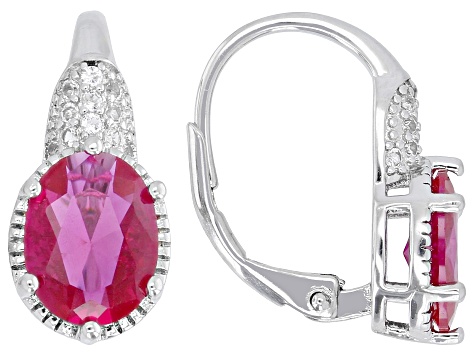 Lab Created Ruby Rhodium Plated Earrings 2.64ctw - BRS060 | JTV