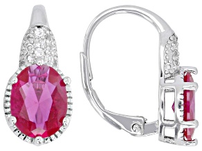 Lab Created Ruby Rhodium Plated Earrings 2.64ctw