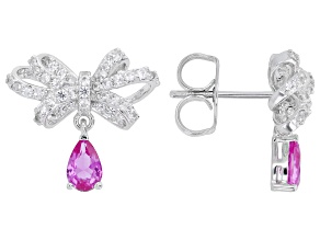 Pink Lab Created Sapphire Rhodium Over Brass Earrings 1.73ctw