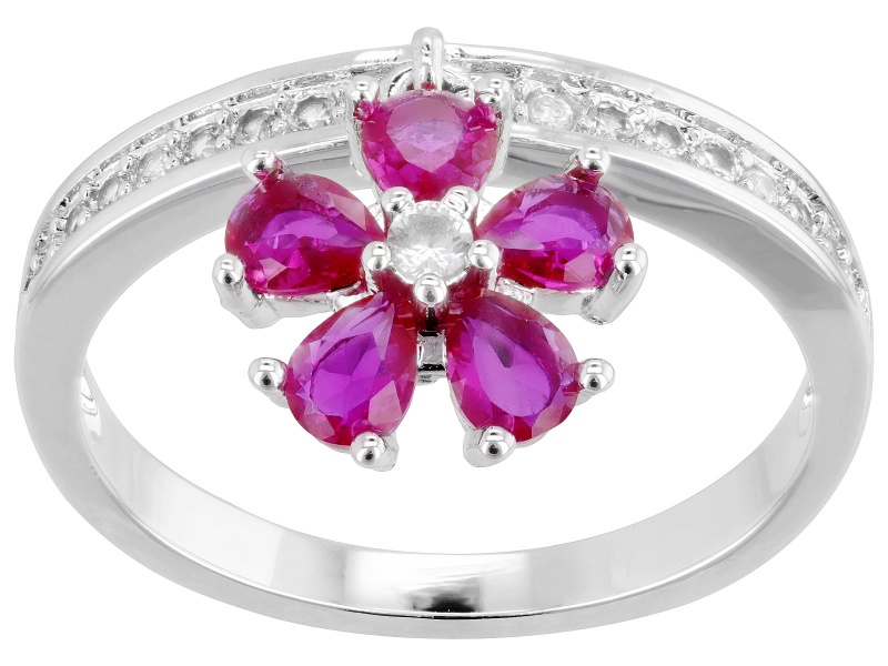Lab Created Ruby Rhodium Over Sterling Silver Ring 1.16ctw