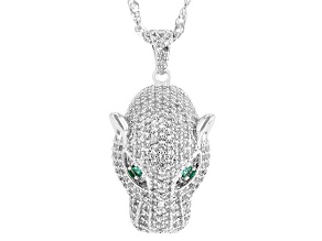 White Lab Created Sapphire Rhodium Over Brass Pendant With Chain 3.35ctw