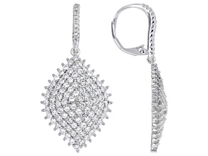 White Lab Created Sapphire Rhodium Plated Earrings 3.81ctw