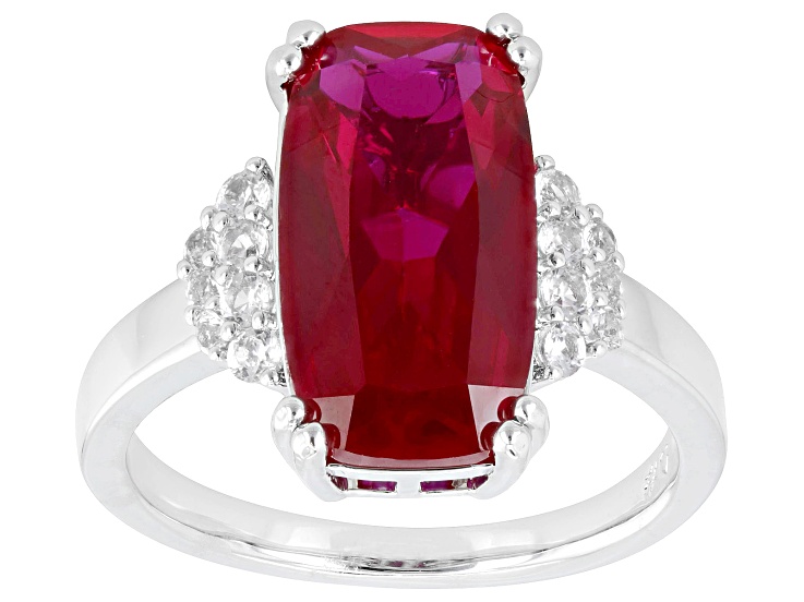 Lab Created Ruby Rhodium Over Brass Ring 4.56ctw - BRS074 | JTV