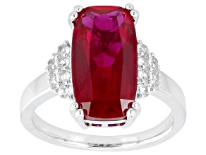 Lab Created Ruby Rhodium Over Brass Ring 4.56ctw