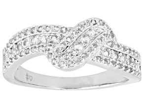 White Lab Created Sapphire Rhodium Over Brass Ring 0.80ctw
