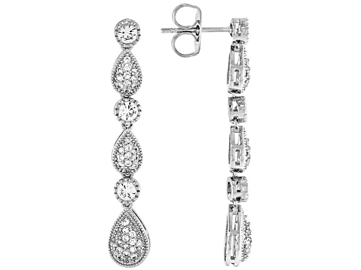 White Lab Created Sapphire Rhodium Plated Earrings 1.80ctw