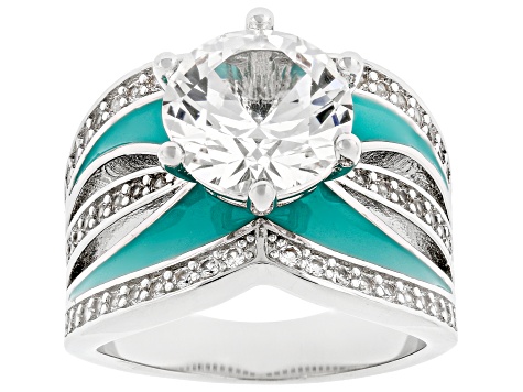 Amazing jewelry様 White Lab Created Sapphire Rhodium Plated Ring 4.78ctw - BRS083 | JTV
