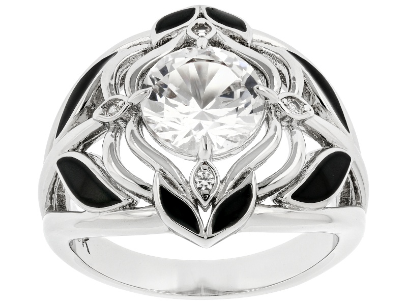 White Lab Created Sapphire Rhodium Over Brass Ring 2.15ctw