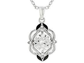 White Lab Created Sapphire Rhodium Over Brass Pendant With Chain 2.15ctw