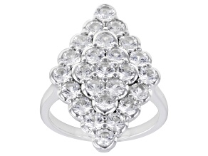 White Lab Created Sapphire Rhodium Over Brass Ring 3.23ctw