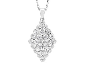 White Lab Created Sapphire Rhodium Over Brass Pendant With Chain 3.23ctw