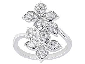 White Lab Created Sapphire Rhodium Over Brass Ring 0.68ctw