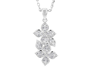 White Lab Created Sapphire Rhodium Over Brass Pendant With Chain 0.68ctw