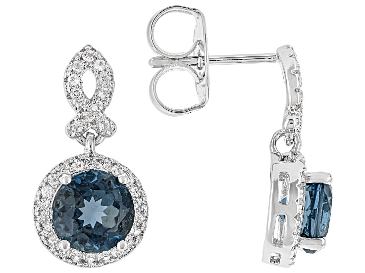 London Blue Topaz Rhodium Plated Earrings 3.22ctw