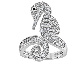 White Lab Created Sapphire Rhodium Over Brass Ring 1.01ctw