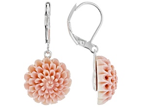 Pink Conch Shell Rhodium Plated Earrings