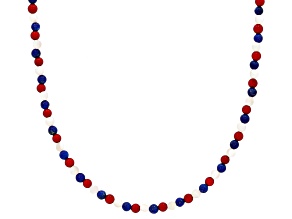 Blue Lapis Lazuli With White Mother-Of-Pearl & Red Coral 18K Yellow Gold Over Brass Necklace