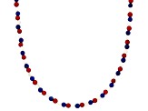 Blue Lapis Lazuli With White Mother-Of-Pearl & Red Coral 18K Yellow Gold Over Brass Necklace