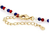 Blue Lapis Lazuli With White Mother-Of-Pearl & Red Coral 18K Yellow Gold Over Brass Necklace