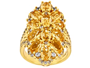 Yellow Citrine 18k Yellow Gold Over Brass Ring 6.19ctw