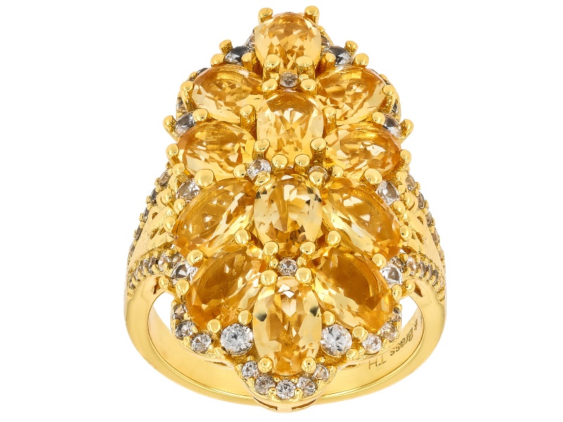 Yellow Citrine 18k Yellow Gold Over Brass Ring 6.19ctw