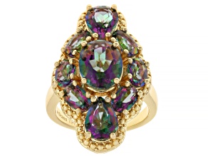 Multi-Color Quartz 18k Yellow Gold Over Brass Ring 6.45ctw
