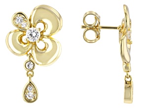White Lab Created Sapphire 18K Yellow Gold Over Brass Earrings 2.16ctw