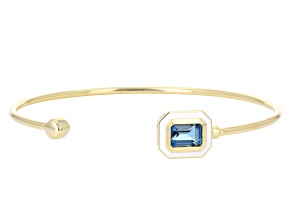 London Blue Topaz 18k Yellow Gold Plated Enamel Bangle 2.30ct